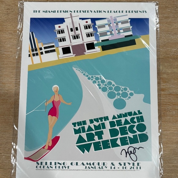 2011 Miami Art Deco Weekend Travel Print, by Nadia Payan, Sz 8 1/2" x 11" - Picture 4 of 4